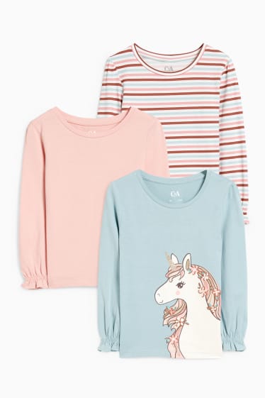 Enfants filles - Lot de 3 - hauts à manches longues - vert menthe