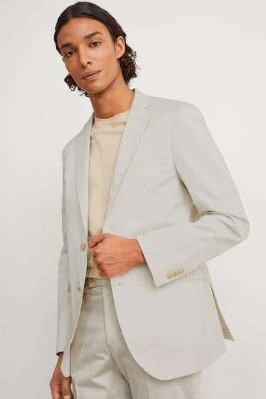 Hommes - Veste de costume - slim fit - matière extensible - blanc crème