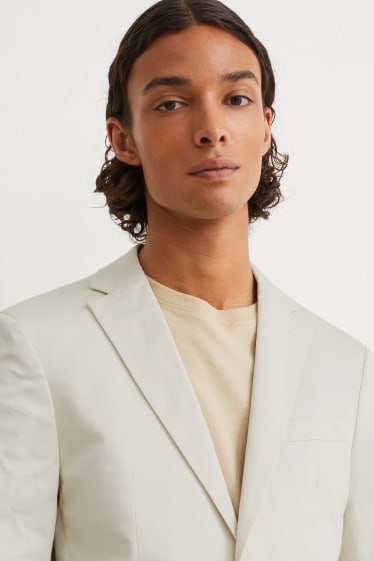 Hommes - Veste de costume - slim fit - matière extensible - blanc crème