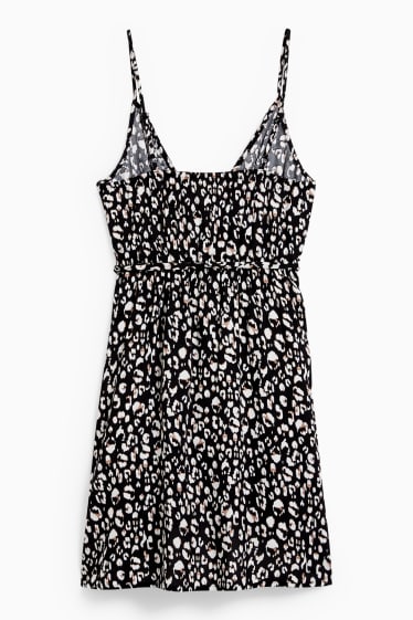 Dona - Vestit encreuat - estampat - negre/blanc