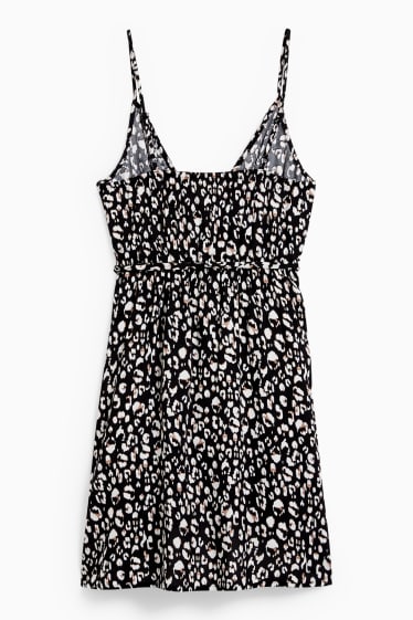 Women - Wrap dress - patterned - black / white