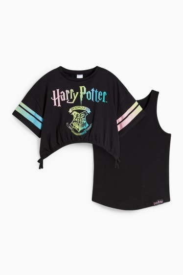 Kinder - Harry Potter - Set - Kurzarmshirt und Top - 2 teilig - schwarz