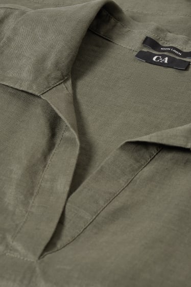 Mujer - Blusa de lino - verde oscuro