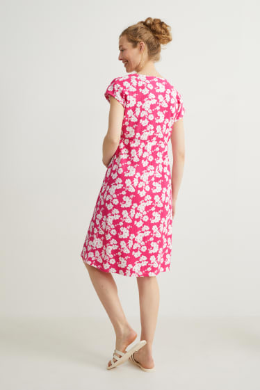 Femmes - Robe croisée d’allaitement - à fleurs - rose