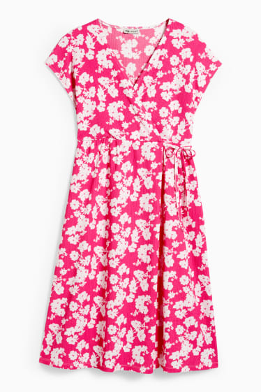 Femmes - Robe croisée d’allaitement - à fleurs - rose