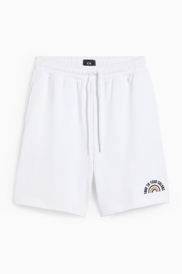 CLOCKHOUSE - pantalons curts de xandall - unisex - PRIDE - blanc