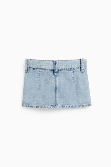 Teens & young adults - CLOCKHOUSE - denim miniskirt with belt - denim-light blue