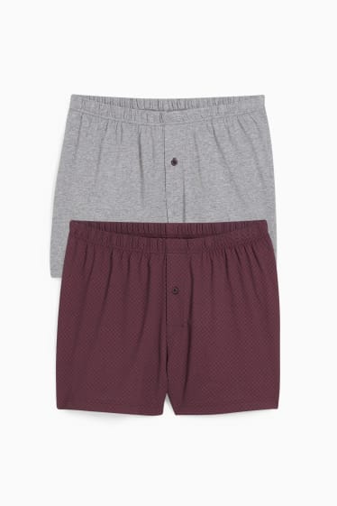 Uomo - Confezione da 2 - boxer - jersey - bordeaux