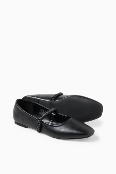 Femei - Balerini - imitație de piele - negru