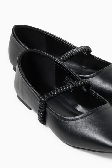 Femei - Balerini - imitație de piele - negru