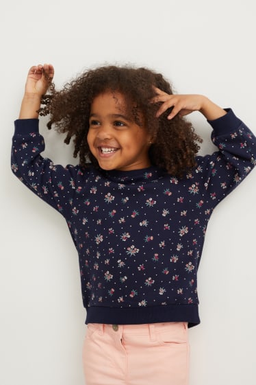 Kinderen - Sweatshirt - gebloemd - donkerblauw