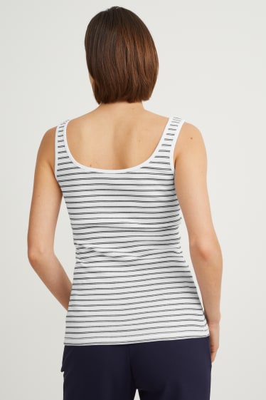 Dames - Basic top - gestreept - wit