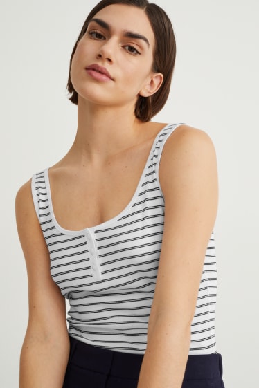Dames - Basic top - gestreept - wit