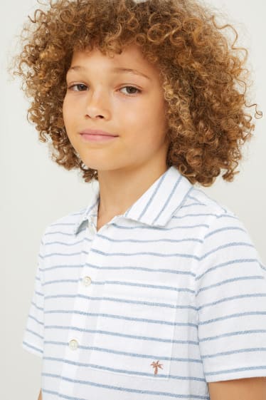 Kinder Jungen - Hemd - gestreift - cremeweiss