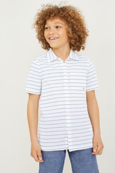 Kinder Jungen - Hemd - gestreift - cremeweiss