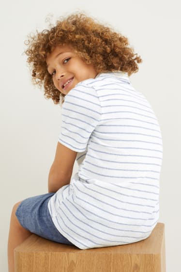 Kinder Jungen - Hemd - gestreift - cremeweiss