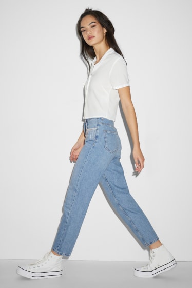 Women - CLOCKHOUSE - mom jeans - high waist - denim-light blue