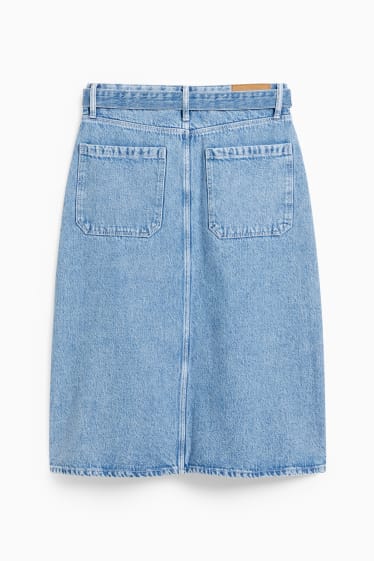 Damen - Jeansrock mit Gürtel - helljeansblau