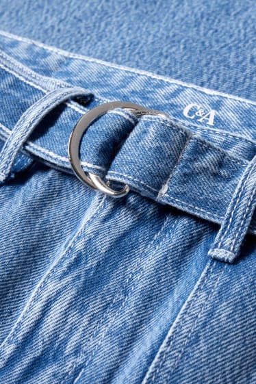Damen - Jeansrock mit Gürtel - helljeansblau