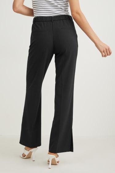 Dámské - Plátěné kalhoty - mid waist - regular fit - tmavomodrá