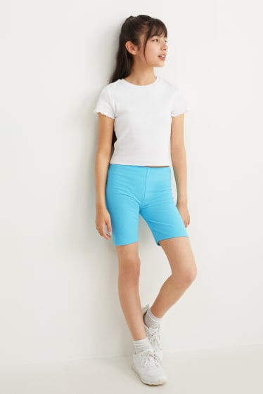 Copii - Fete - Multipack 2 perechi - pantaloni de ciclism - turcoaz deschis