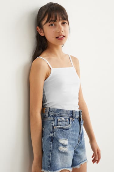 Bambine - Set - t-shirt e top - 2 pezzi - bianco