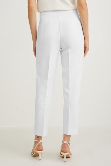 Dámské - Plátěné kalhoty - high waist - regular fit - bílá