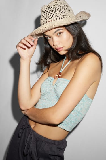 Damen - Crop Top - gemustert - mintgrün