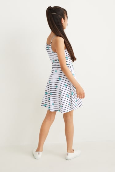 Enfants filles - Robe - à rayures - blanc