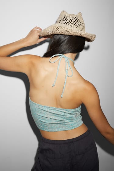 Damen - Crop Top - gemustert - mintgrün