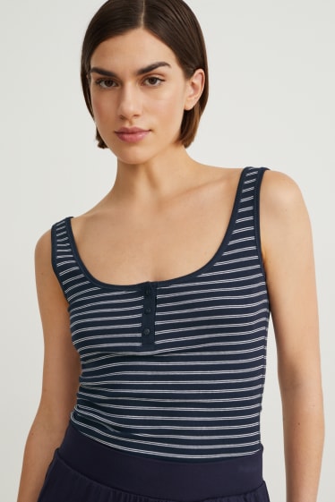 Donna - Top basic - a righe - blu scuro