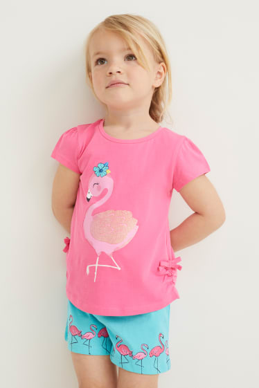 Kinderen: meisjes - Set van 2 - T-shirt - fuchsiarood