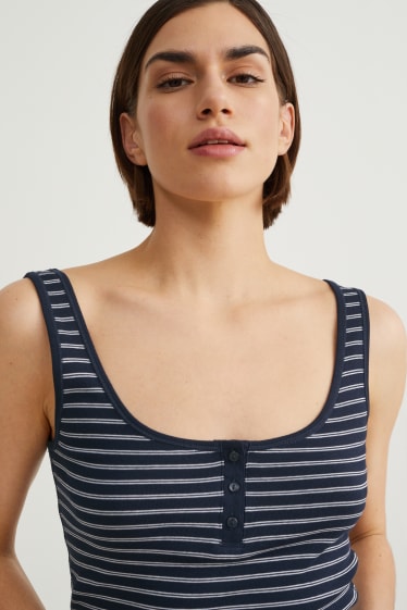 Donna - Top basic - a righe - blu scuro