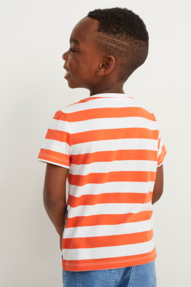 Kinder - Kurzarmshirt - gestreift - orange