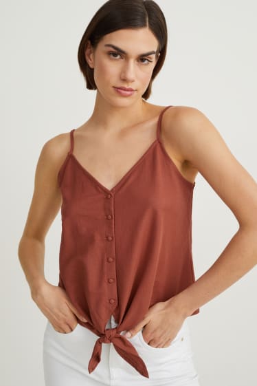 Damen - Top mit Knotendetail - braun