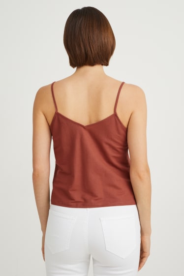 Damen - Top mit Knotendetail - braun