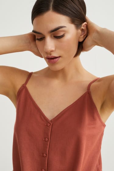Damen - Top mit Knotendetail - braun