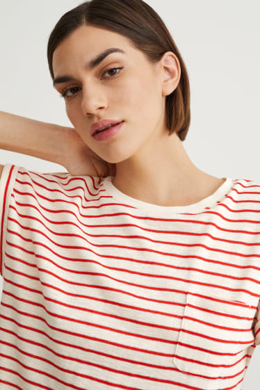 Donna - T-shirt - a righe - rosso