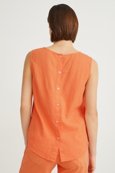 Femmes - Chemisier - lin mélangé - orange