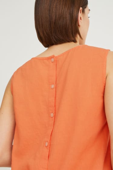 Femmes - Chemisier - lin mélangé - orange