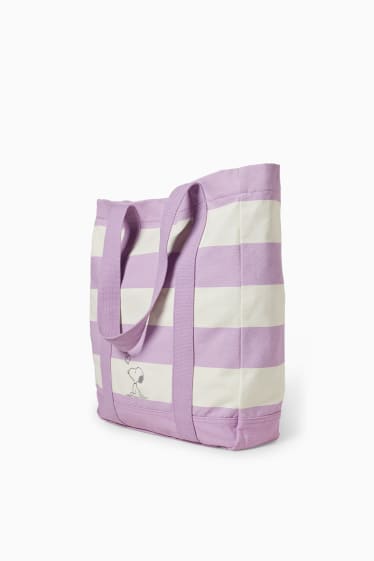 Damen - Shopper - gestreift - Snoopy - hellviolett