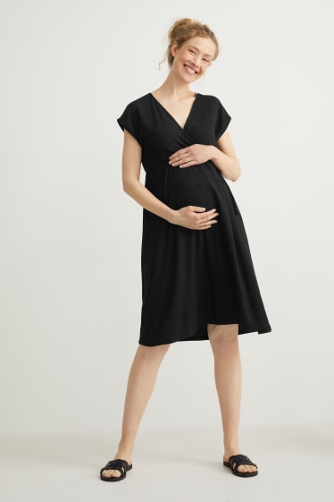Donna - Vestito a portafoglio per allattamento - nero