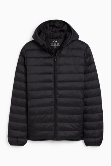 Herren - Steppjacke mit Kapuze - schwarz