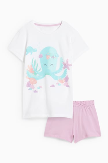 Children Girls - Short pyjamas - 2 piece - white