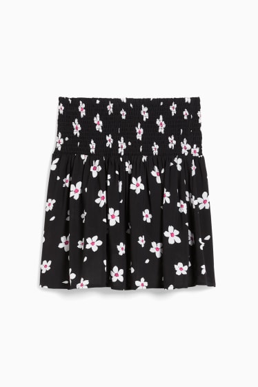Kobiety - CLOCKHOUSE - spódnica mini - w kwiaty - czarny