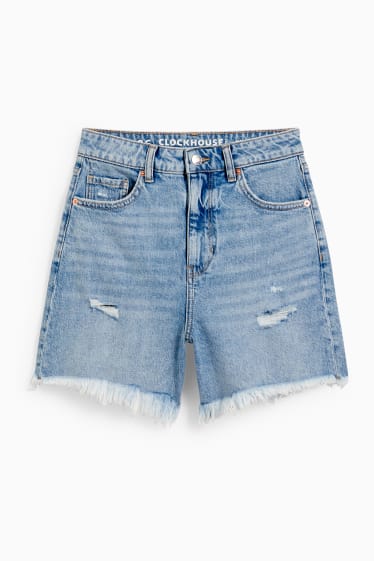 Femmes - CLOCKHOUSE - short en jean - high waist - jean bleu clair