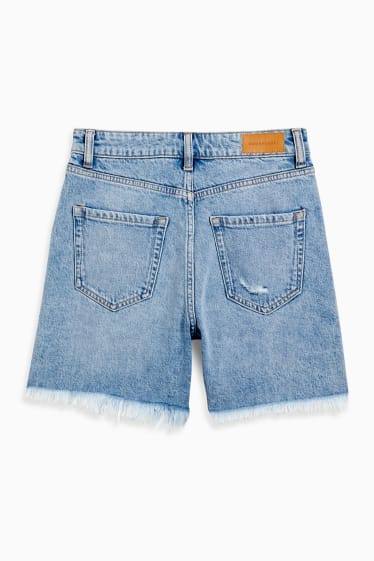 Adolescenți și tineri - CLOCKHOUSE - pantaloni scurți de blugi - talie înaltă - denim-albastru deschis