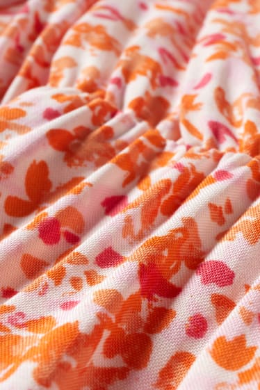 Donna - Vestito a portafoglio - a fiori - arancione
