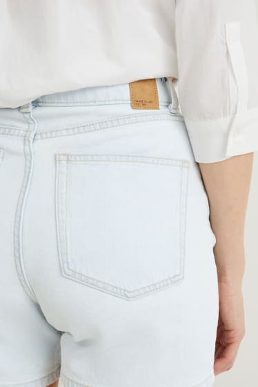Dames - Korte spijkerbroek - high waist - jeanslichtblauw