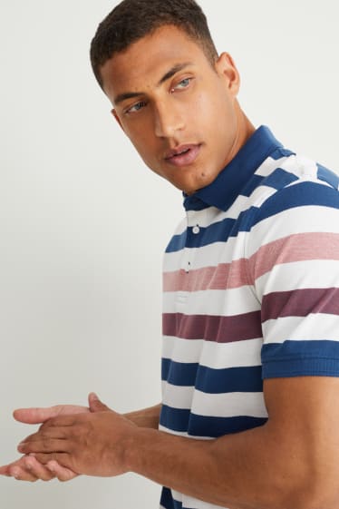 Herren - Poloshirt - gestreift - cremeweiss